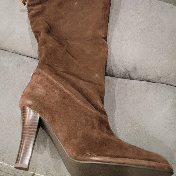 Hot in Hollywood Brown Heeled Boots, Size 8W - Picture 7 of 10
